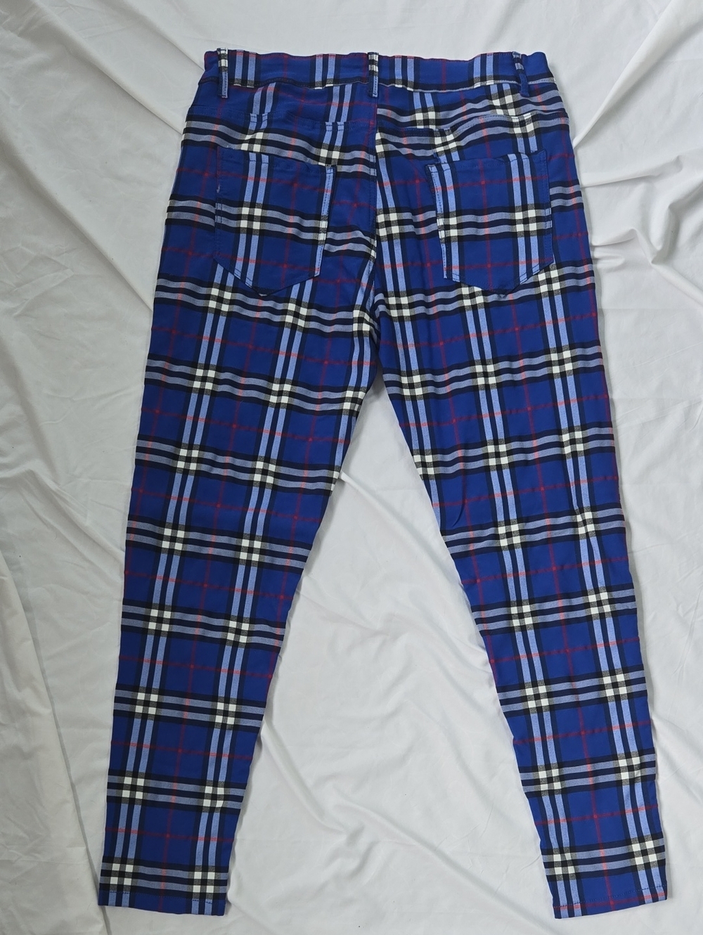 Men's Blue Checkered Pants, BURBERRY Style Pattern, Casual And Chic. - Picture 10 of 10
